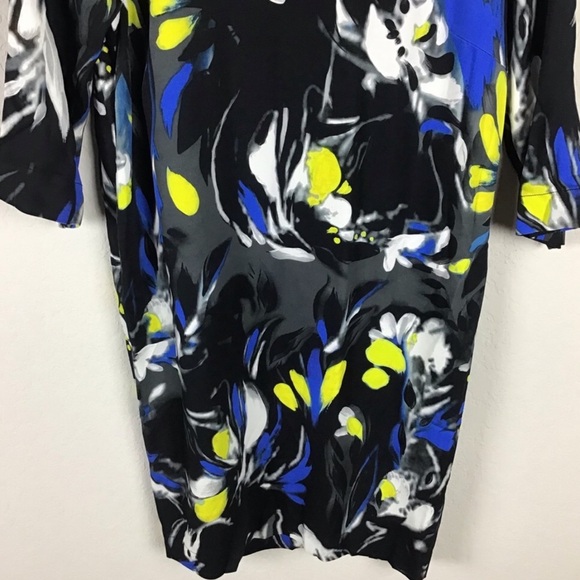 Fuzzi Jean Paul Gaultier Dress 42 Black Blue Yellow Print Tunic Shift - Picture 3 of 8
